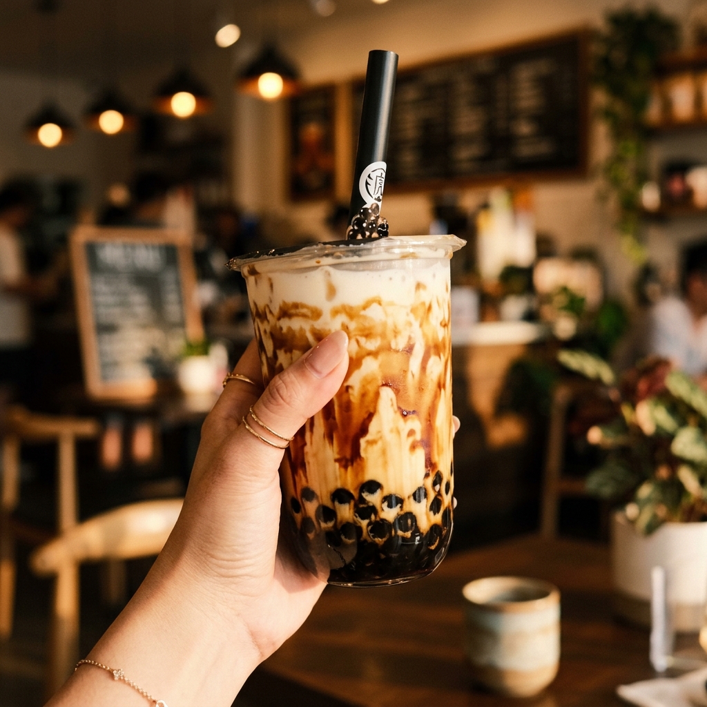 Brown Sugar Boba im Detail mit Tiger Stripes