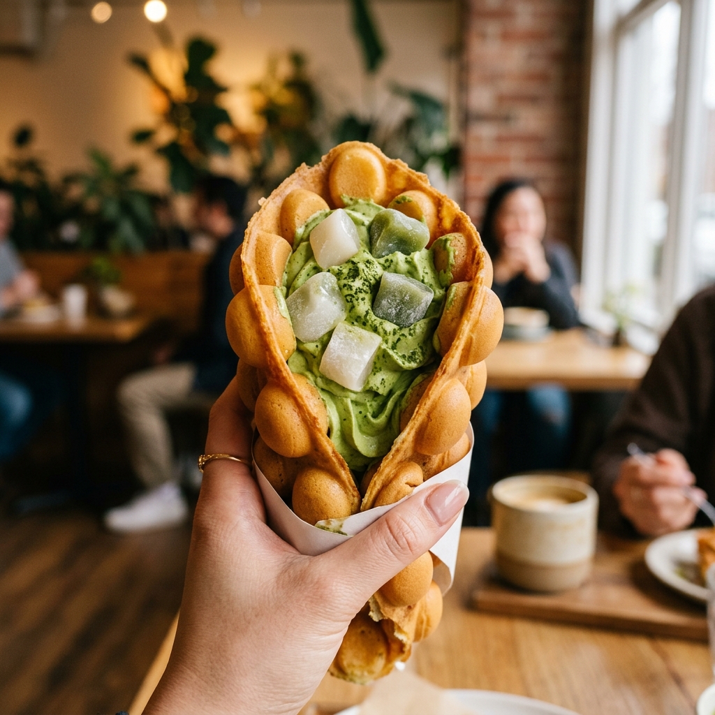 Frisch gepresste Mochi Waffeln